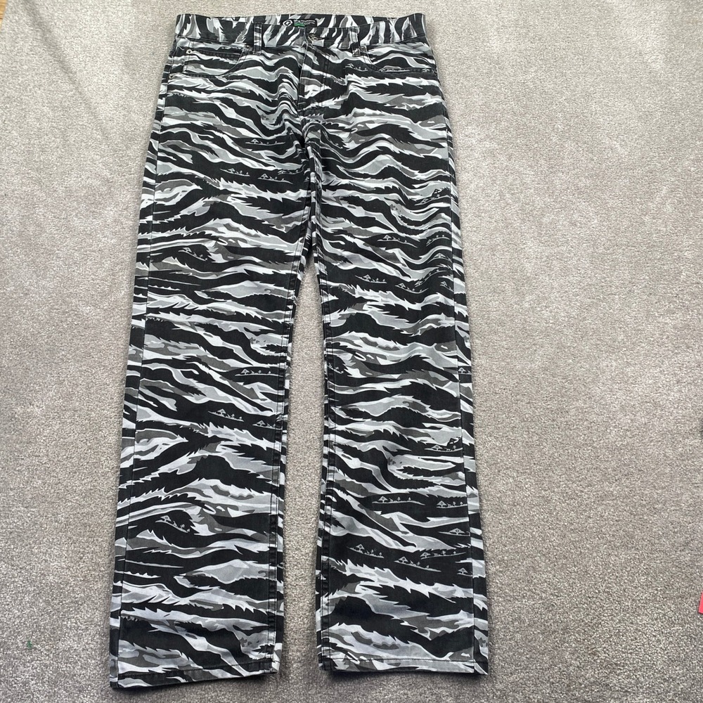 LRG Jeans Mens 34 Black Grey Tiger Stripe Camo True Straight Fit Streetwear